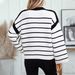 2024 Autumn Winter New Hot Sale Round Neck Loose Black And White Striped Pullover Long Sleeve Knitted Sweater For Women_ecoleips.com
