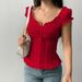 Aria Basics Aria Basics Cross-border European American Y2K Hot Girl Style Summer Short-sleeve Ruffled Tank Top Women's Clothing 2025 Autumn And_ecoleips.com