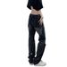 Yellow Mud-colored Ripped Jeans For Women, Autumn Low-waist Straight Pants, American High-end Wasteland Style, Slightly_ecoleips.com
