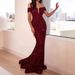 Elegant Sequined Solid Color One Shoulder Mid Waist Long Dress Formal Evening Party Gown For Commuting And Banquet_ecoleips.com