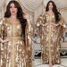 Women's Clothing Spring New Muslim Chiffon Bronzing Robe With Belt Dress_ecoleips.com
