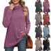 Women's High Neck Split Ribbed T-Shirt Top Solid Color Loose Fit Autumn Winter Fashion American Style_ecoleips.com