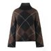 Cross-border Foreign Trade Women's Clothing 2025 Autumn Winter European And American Plaid Pullover Top + Knit Skirt Set_ecoleips.com