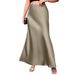 Elegant Satin Maxi Skirt – Flowy A-Line Long Skirt With Smooth Polyester Fabric, Light Blue/Slate Blue/Navy, XS/S/M/L/XL_ecoleips.com