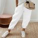 Suitable For All Seasons 2024 Women's Printed Cotton Linen Craft Pocket Casual Long Pants_ecoleips.com