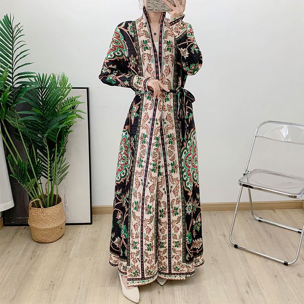 Muslim Women Pleated Dress Evening Gown Dubai Women's Clothing Tie Abaya_ecoleips.com