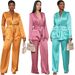 Women's Clothing Autumn And Winter Hot Style Satin Solid Color Bathrobe Set_ecoleips.com
