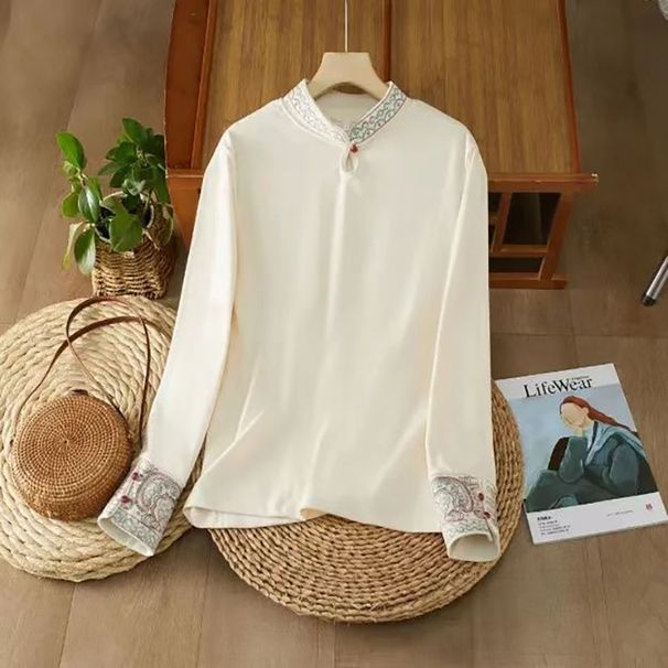 Women's Clothing In Traditional Chinese Style, Featuring Ethnic Retro Design, Artistic Embroidery, A Stand-Up Collar, An_ecoleips.com