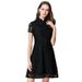A-line Youthful Little Black New Chinese-style Summer Slimming Lace Versatile Cheongsam-style Mini Dress, Plus Size_ecoleips.com