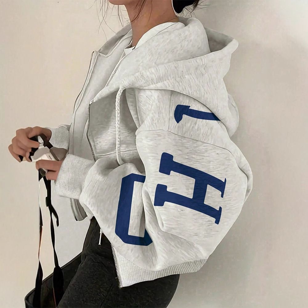 Women's Clothing Casual Fashion Printed All Match Tops Long Sleeved Sweatshirt_ecoleips.com