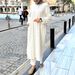 Elegant Modest Muslim Dress Long Sleeve Loose Fit Maxi Asymmetrical Hemline White S-XL Polyester Comfort Hijab Fashion_ecoleips.com