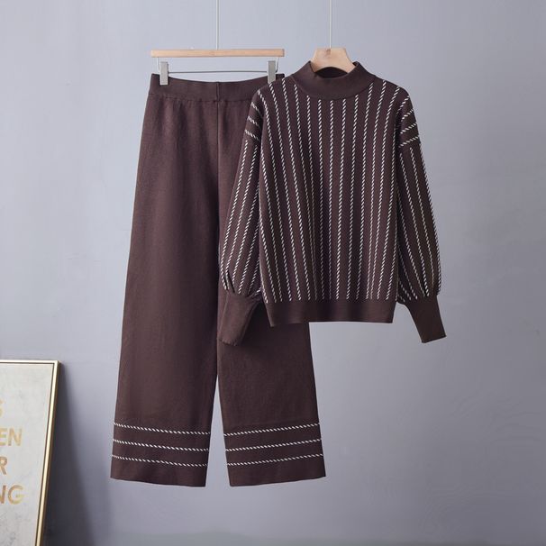 Women's Color Blocked Batwing Sleeve Knit Top High Neck Pullover Fashionable Chic Striped Design New Autumn Style_ecoleips.com