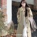 Minimalist Korean-style Lapel Trench For Girls, New Autumn And Winter Khaki-colored Oversized Mid-length Elegant Coat_ecoleips.com