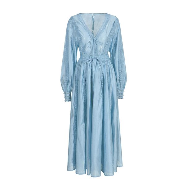 Women's Clothing Fashion V neck lantern sleeve drawstring design shirt with same series skirt elegant women's suit autumn new style_ecoleips.com