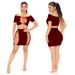 5802 New Solid Color Irregular Drawstring Sexy Women's Two-Piece Set_ecoleips.com