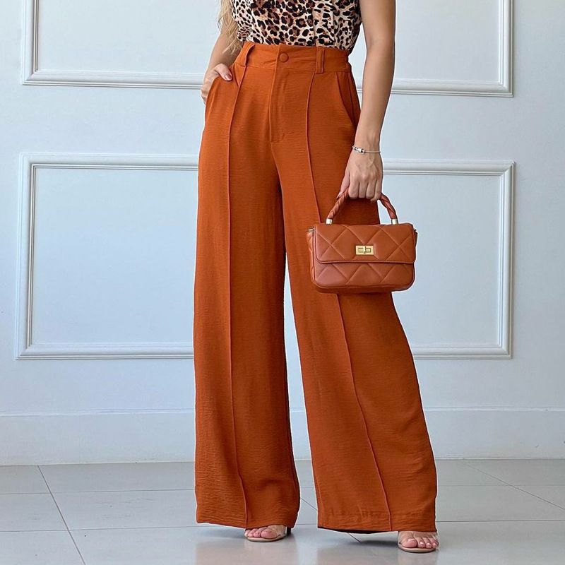 Spring And Summer Thin Trousers Solid Color Loose Pleated Wide Leg Casual Pants Semi Elastic Waist_ecoleips.com