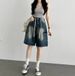 Large Pocket Japanese Style Workwear Five-Point Pants Loose Versatile Washed Denim Shorts_ecoleips.com