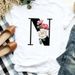 European And American Cross-border Foreign Trade Women's Floral Letter Print Round-neck Short-sleeve T-shirt Top_ecoleips.com
