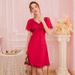 Lace Sexy Ice Silk Pajamas With Chest Pads Femininity Lace Dress Pajamas_ecoleips.com