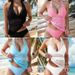 Women's Conservative Two Piece Swimsuit New Lace Trimmed Tankini Solid Color_ecoleips.com