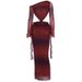 Sexy Fashion Printed Single Slant Shoulder Long Sleeve Ribbon Slim Fit Dress For Women Daily Party Wear_ecoleips.com