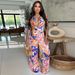 Women's Clothing Fashion Women's Sleeveless Lace Up Wide Leg Printed Jumpsuit New_ecoleips.com
