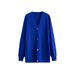 V-neck Knitted Cardigan Autumn Winter Solid Color Loose Mid-length Sweater Coat Top For Women_ecoleips.com