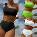 Women's Clothing Sexy Solid Color Split Bikini Bikini String Swimsuit_ecoleips.com