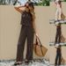Women's Slimming Stripe Knit Tank And Pants Set Comfortable Summer Lounge Casual Outfit Breathable Two-Piece Coordinated Set_ecoleips.com