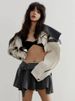Coat Fashion Women's Spliced Edge Contrasting Short Jackets Big Lapel Zipper Long Sleeve Short Coat Autumn 2025 New GQG8_ecoleips.com