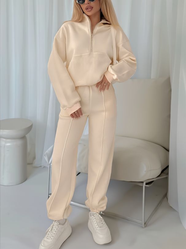Women's Casual Sporty Two Piece Set Long Sleeved Sweatshirt & Jogger Pants Autumn Collection Comfortable Breathable Outfit_ecoleips.com