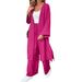 Women's Solid Color Loose Comfort Cardigan And Pants Casual Set European And American Style Clothing Top And Bottoms_ecoleips.com