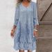 Women's Lace Trim Dress - Spring/Summer Solid Color A-Line V-Neck Flutter Sleeve Dress (Green, Blue, Camel)_ecoleips.com