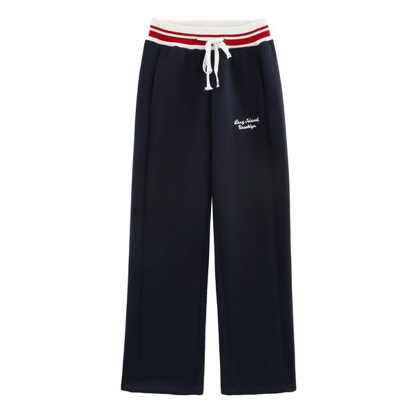 Women's Clothing Personalized Letter Embroidered Polo Color Matching Pullover Sweatshirt Drawstring Color Matching Casual Sports Trousers Suit_ecoleips.com