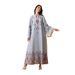 Women’s Clothing Muslim Women's Robe V Neck Printed Tassel Temperament Dress_ecoleips.com