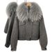 Women's Double-Faced Wool Coat With Removable Raccoon Fur Collar – Short Workwear Style (White Oats, Black, Greyish, Burgundy, Brown, White_ecoleips.com