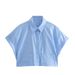 Summer New European And American Style Loose Short Pocket Decoration Poplin Shirt_ecoleips.com