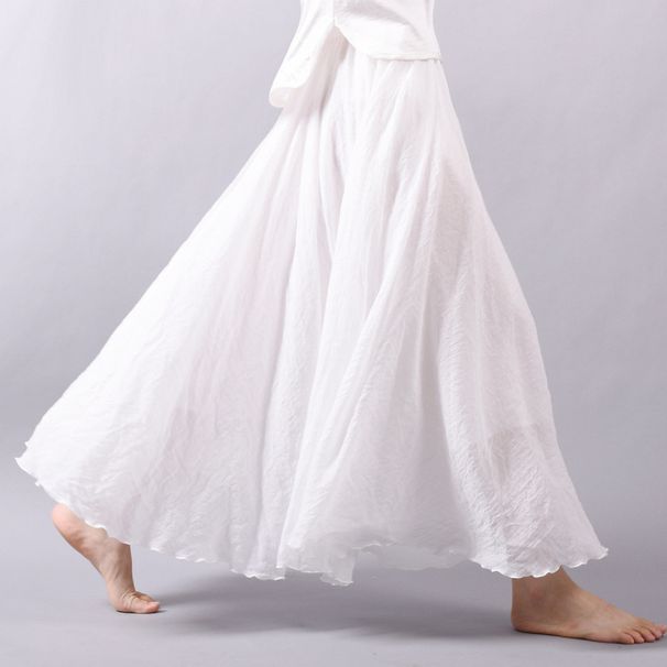 K Artistic Plus Size Half Skirt With Elastic Waistband A-line Skirt, Long Style, Solid Color, Large Swing Skirt_ecoleips.com
