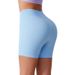 Ribbed Shorts Three-Quarter Yoga Quick-Dry Seamless Sports Tight Cycling High-Waist Fitness Pants_ecoleips.com