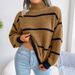 Aria Basics Aria Basics 2025 New Knitted Half Turtleneck Pullover Top European And American Style Women's Sweater For Outerwear Striped_ecoleips.com