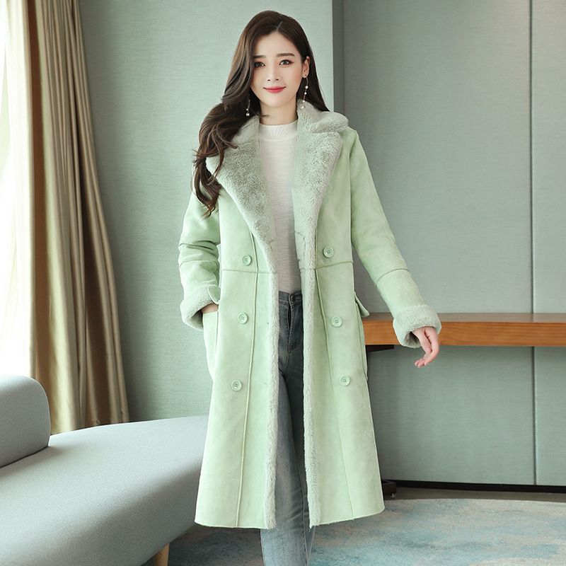 Cozy Sherpa-Lined Denim Jacket – Oversized Long Sleeve Coat With Polo Collar – Winter Warm Mid-Length Outerwear (S/M/L/XL/XXL/2XL)_ecoleips.com