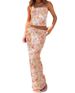 7 Colors New Women's Floral Print Strapless Long Dress 2-Piece Set_ecoleips.com