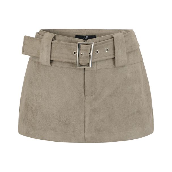 Retro Low Waist Mini Skirt For Women - Slimming Stretchable High Elasticity With Adjustable Belt, Anti-Exposure Design, Versatile For Casual & Party_ecoleips.com