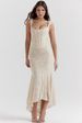Women's Elegant Square Neck Jacquard Ruched Sleeveless Halter Bodycon Mermaid Maxi Dress – Party Gown_ecoleips.com