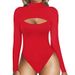 Cross-border New Product Hot Sale: European And American Women's Sexy High-neck Front Cutout Slim-fit_ecoleips.com