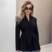 European And American Women's Fashion Autumn Elegant Slim Waist Black Blazer Commuting Design V-neck Suit Jacket_ecoleips.com