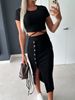 Women's Short Sleeve T-Shirt And High Waist Skirt Set 2-Piece_ecoleips.com