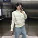 Korean-Style Knit-Panel Puffer Jacket For Women – Winter Short Cropped Coat With Stand Collar, Lightweight & Fashion-Forward_ecoleips.com