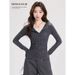 2026 Spring Korean-Style Gray Striped And Fur-Lined Lace-Embroidered Button-Design Long-Sleeve Top For Layered Outfits_ecoleips.com