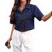 Women's Summer Casual Washed Denim Jacket Top European And American Popular New Cross Border Style for 2026_ecoleips.com